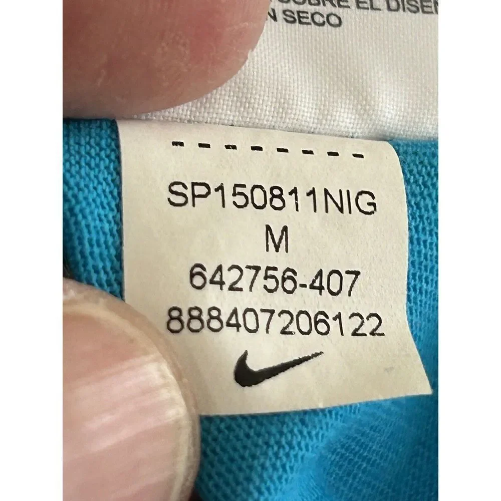 Nike Women Medium Activewear Top Blue Short Sleeve Scoop Neck Swoosh